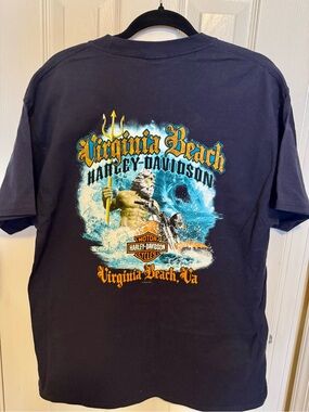 Harley-Davidson Navy Blue Virginia Beach Graphic Tee with Blue & Orange Artwork